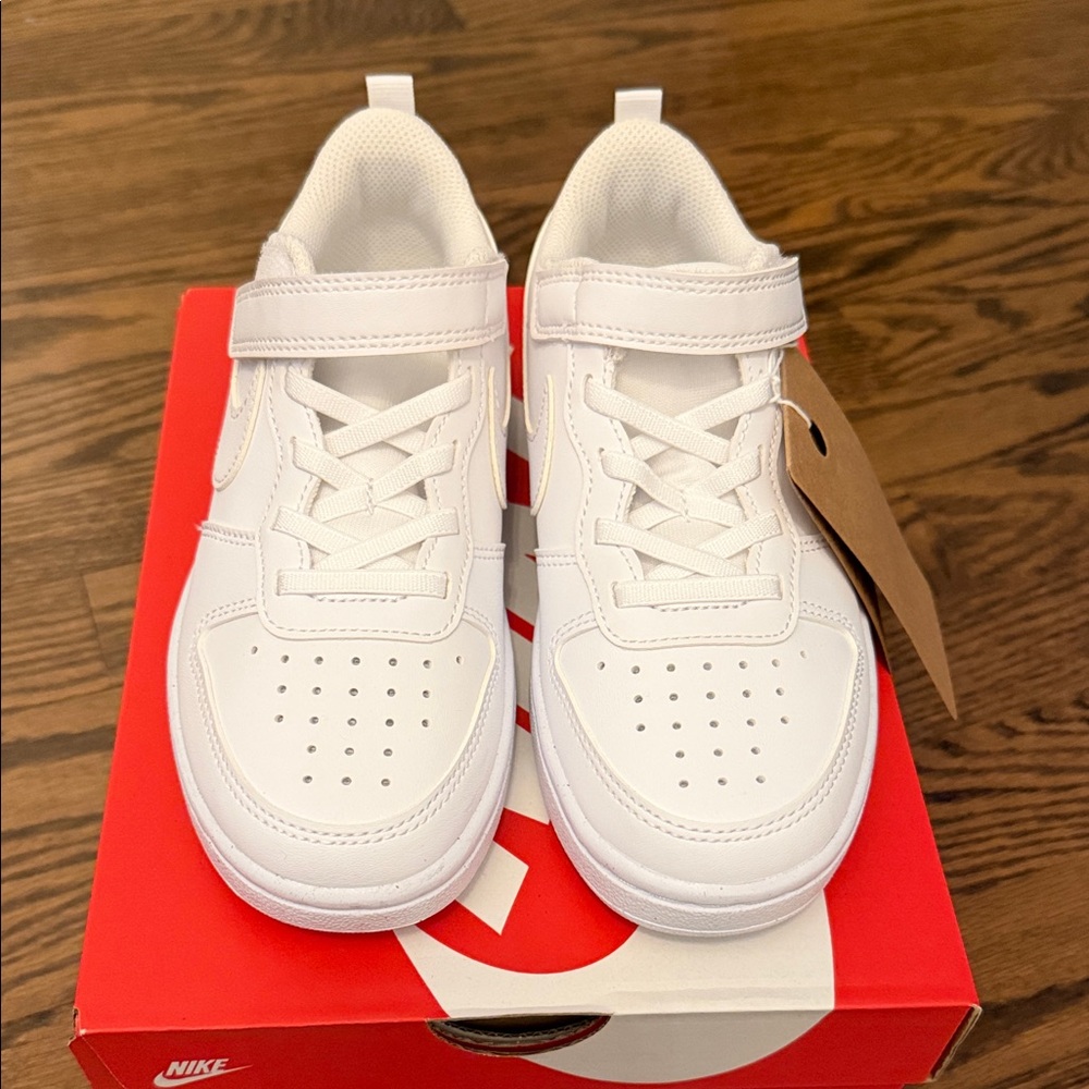 Nike Kids Court Borough Low Recraft All-White Sneakers.  Brand new with box.